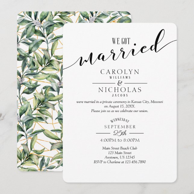 Wir Got eine Verheiratete "Simple Greenerity Weddi Einladung (Vorne/Hinten)