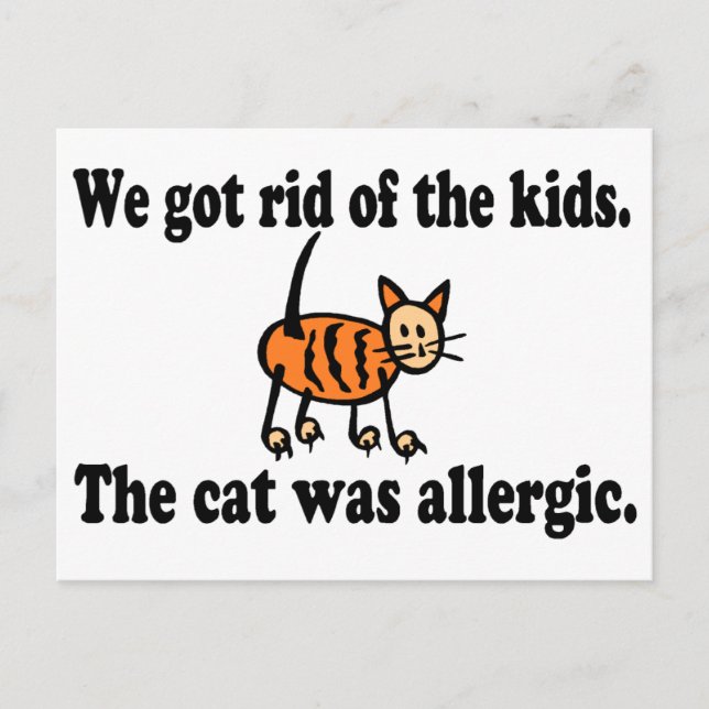Wir Got Kinder, die allergische Katze Postkarte (Vorderseite)