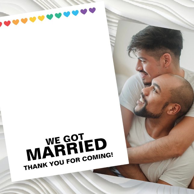 Wir Got Verheiratet Danke, dass du gekommen bist Dankeskarte (We Got Married Thank You For Coming cards from Ricaso. Same sex wedding thanks with photo template)