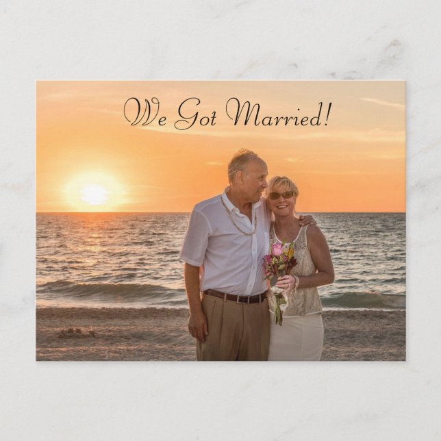 Wir Got Verheiratet" Hochzeiten oder Elopement Ank Ankündigungspostkarte (Vorderseite)