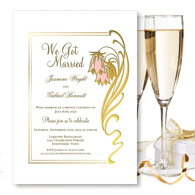 Wir got Verheiratete, elegante Hochzeitsempfehlung Einladung (Von Creator hochgeladen)