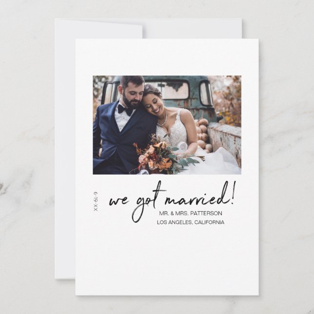 Wir Got Verheiratete Mod Foto Hochzeitsankündigung Einladung (Vorderseite)