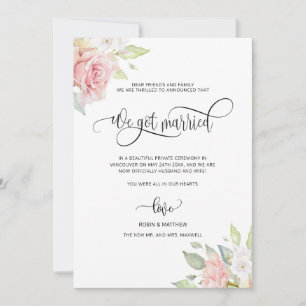 Wir got Verheiratete, Rose Gold Floral Verheiratet Ankündigung