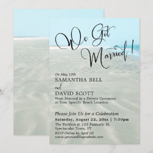 Wir Got Verheiratete Typografie Rippled Sand Aqua  Einladung