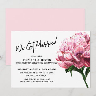 Wir Got Verheiratete Typografie, rosa Wasserfarben Einladung