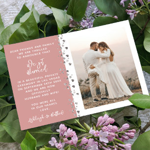 Wir Got Verheirateten Glitzer Herz Foto Dusty Rose Einladung