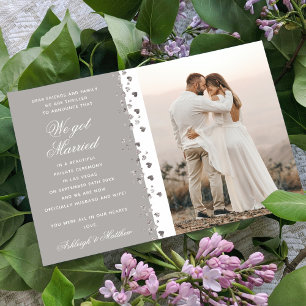 Wir Got Verheirateten Glitzer Herzstück Foto Elope Einladung