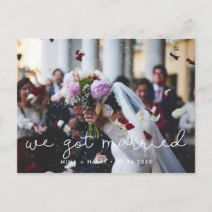 Wir got verheiratetes Niedliches Skript Hochzeit F Postkarte