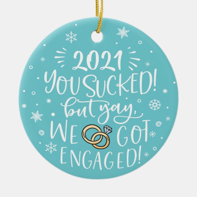 Wir got verlobten Spaß mit Foto Keramik Ornament (Vorne)