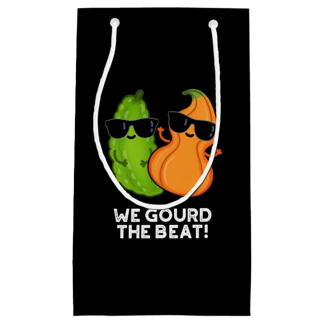 Wir gourten den Beat Funny Veggie Pun Dark BG Kleine Geschenktüte (Vorderseite)