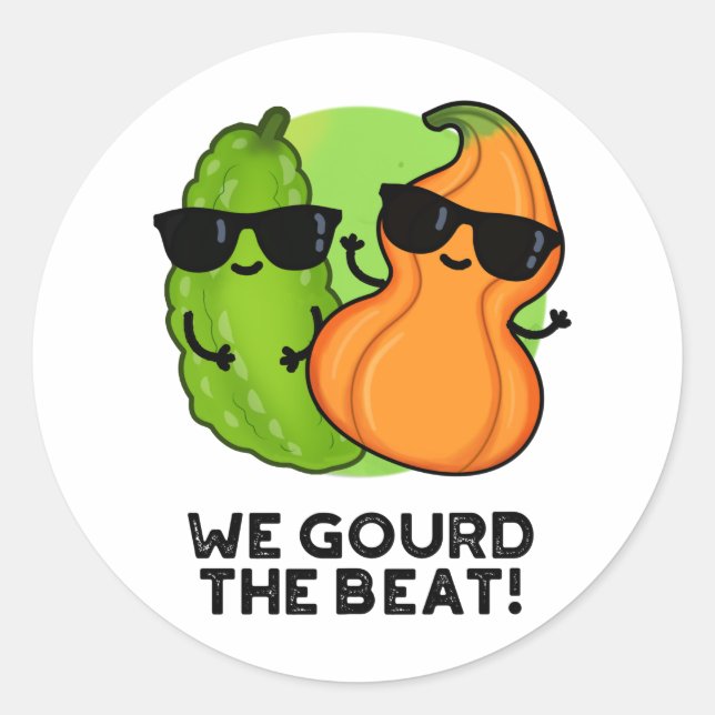 Wir gourten den Beat Funny Veggie Pun Runder Aufkleber (Vorderseite)