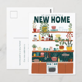 Wir haben Adresse ändern Niedliche Küche Art Postkarte
