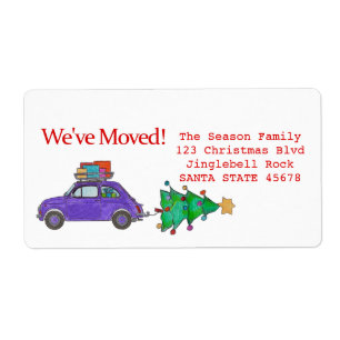 Wir haben Auto, Baum und Geschenke Weihnachtslabel