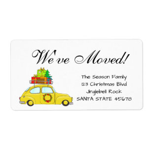 Wir haben Auto, Baum und Geschenke Weihnachtslabel