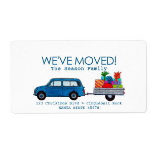 Wir haben Auto, Baum und Geschenke Weihnachtslabel