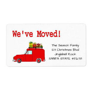 Wir haben Auto, Baum und Geschenke Weihnachtslabel