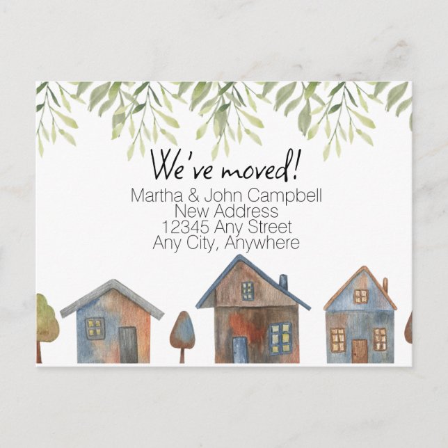 Wir haben bearbeitbare neue Adresse verschoben Postkarte (Vorderseite)