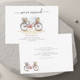 Wir haben Boho Chic Red Bicycle Moving Mitteilungskarte