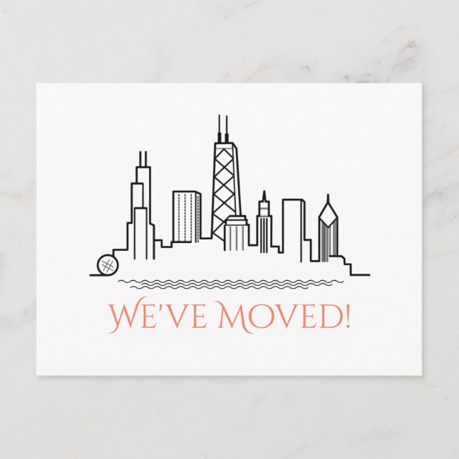 Wir haben Chicago City Skyline verschoben Ankündigungspostkarte (Vorderseite)