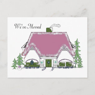 Wir haben Cozy House Design verlegt Ankündigungspostkarte
