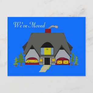 Wir haben Cozy House Design verlegt Ankündigungspostkarte