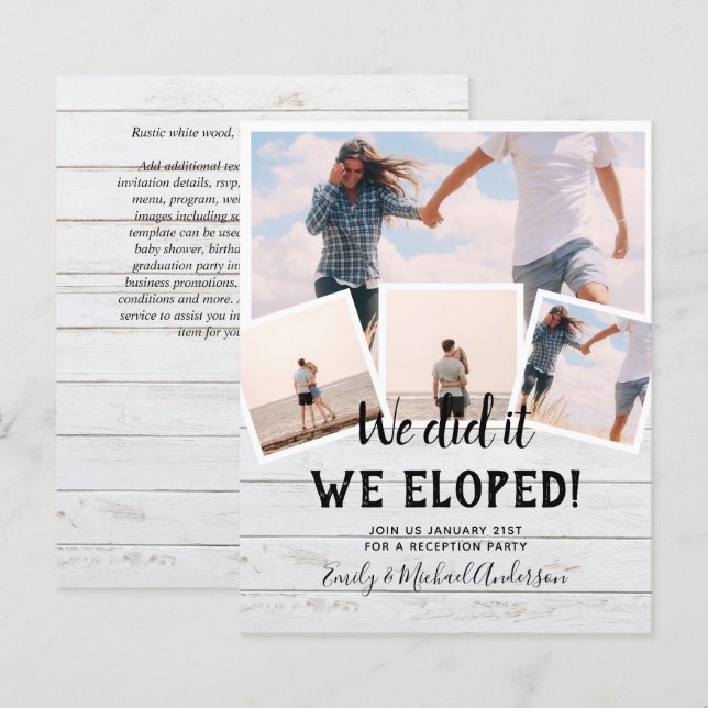 Wir haben das ELOPEMENT FOTO Hochzeitsempfehlung H (Vorne/Hinten)