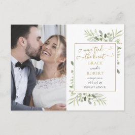 Wir haben das Foto Hochzeit der Knot Script-Grünen Ankündigungspostkarte