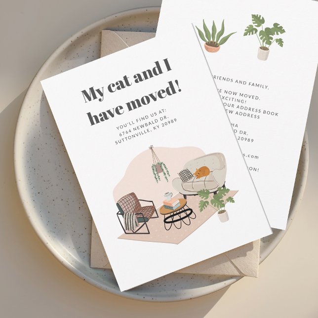 Wir haben den Adressenchic verschoben Ankündigung (We Have Moved with Cat Moving Announcement Return Address Label)