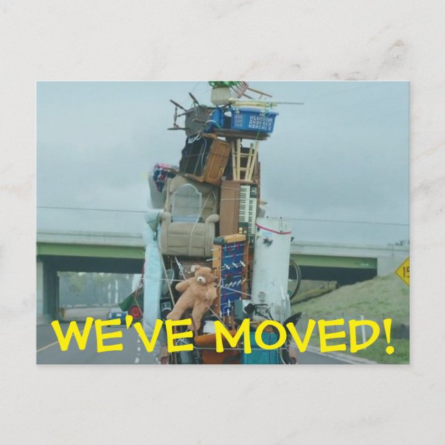 Wir haben den Adresswechsel auf der Postkarte vers (Vorderseite)