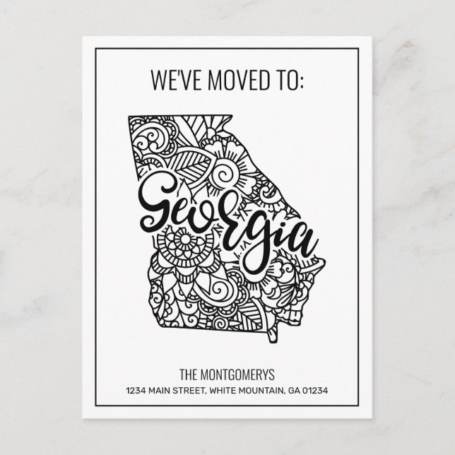 Wir haben den Floral Mandala Georgia Staat bewegt Ankündigungspostkarte (Vorderseite)