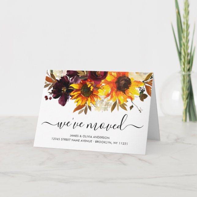 Wir haben den Herbst verschoben Boho Sonnenblumenb Ankündigung (Vorderseite)