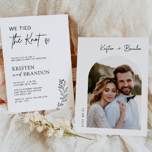 Wir haben den Knoten Minimalistische Foto-Hochzeit Einladung