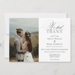 Wir haben den Knoten mit Foto-Hochzeitsempfang geb Einladung
