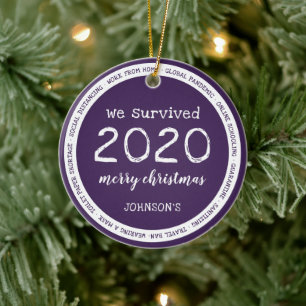 Wir haben den Namen 2020 Purple überlebt Keramik Ornament