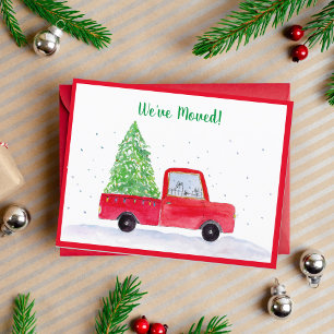 Wir haben den roten LKW mit dem Weihnachtsbaum ver Ankündigungspostkarte