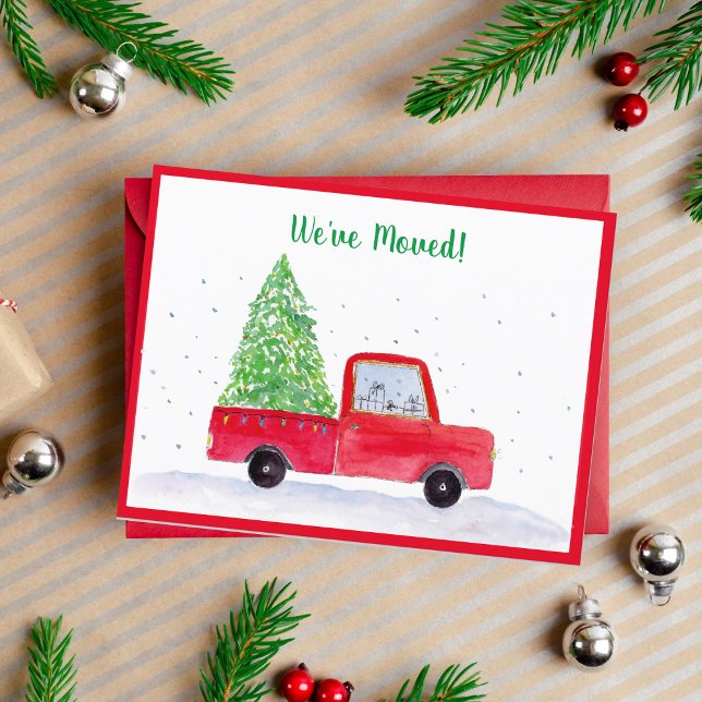 Wir haben den roten LKW mit Weihnachtsbaum bewegt Ankündigungspostkarte (Von Creator hochgeladen)
