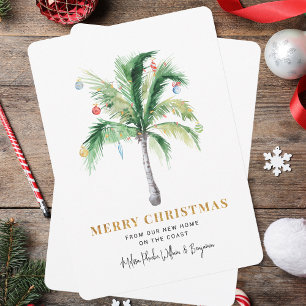 Wir haben den Weihnachtspalmenbaum verschoben Feiertagskarte