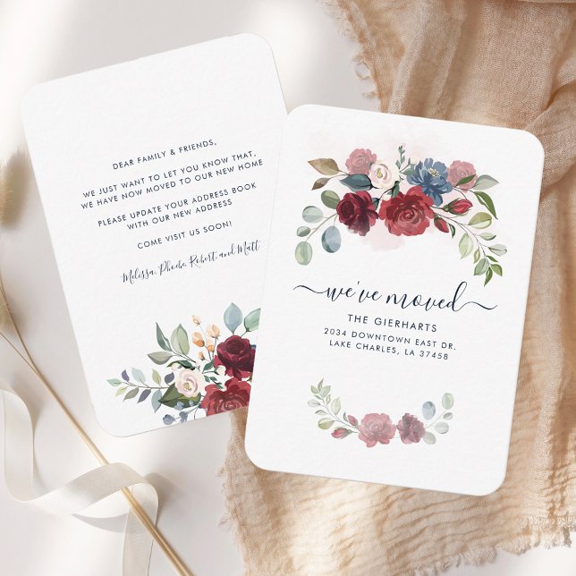 Wir haben die Ankündigung der "Floral Moving Addre (We Moved Burgundy Floral RC Moving Announcement)