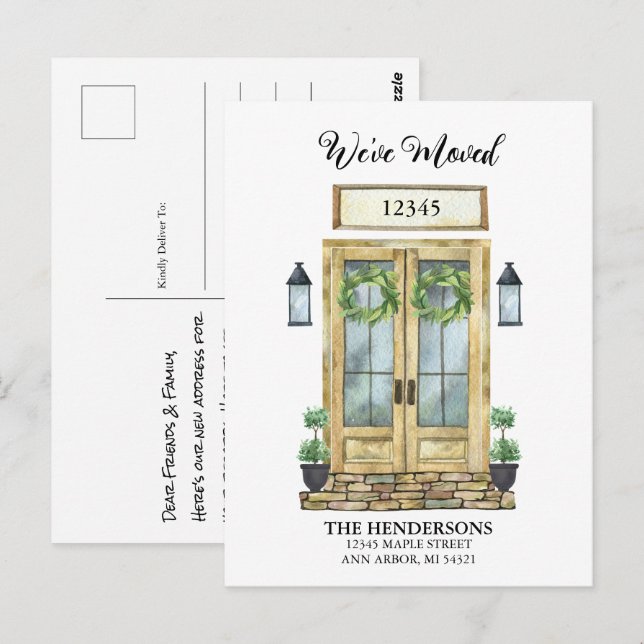 Wir haben die Ankündigung über die Wasserfarbentür Postkarte (Vorne/Hinten)