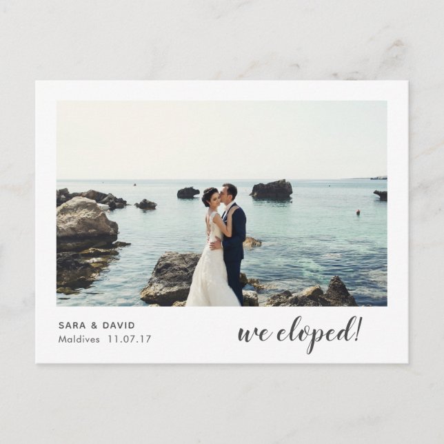 Wir haben die Elopement Ankündigung Postkarte 5 (Vorderseite)