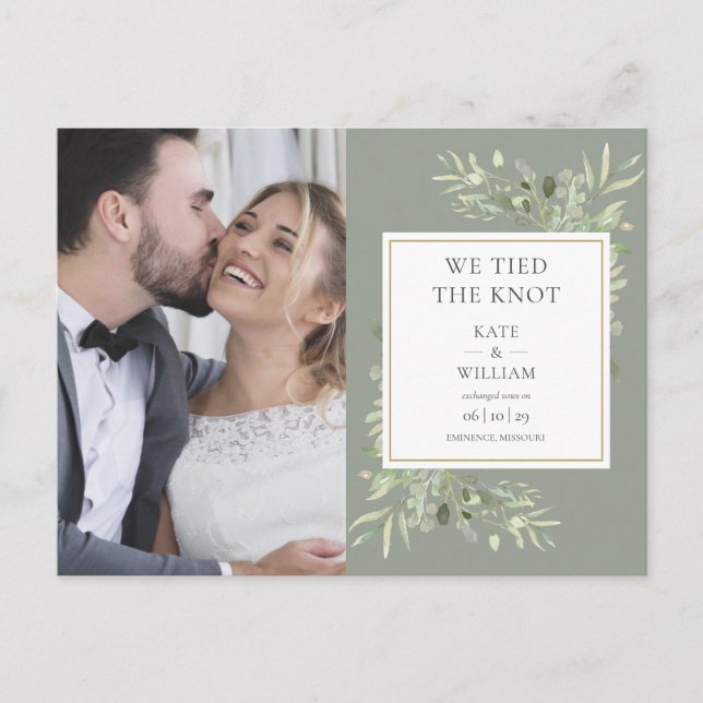 Wir haben die Hochzeit des Fotos der Weisen-Grünpf Ankündigungspostkarte (Vorderseite)