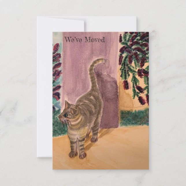 Wir haben die Katze verschoben RSVP Karte (Vorderseite)