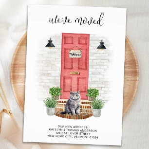 Wir haben die neue Front Red Door Cat verschoben Ankündigungspostkarte