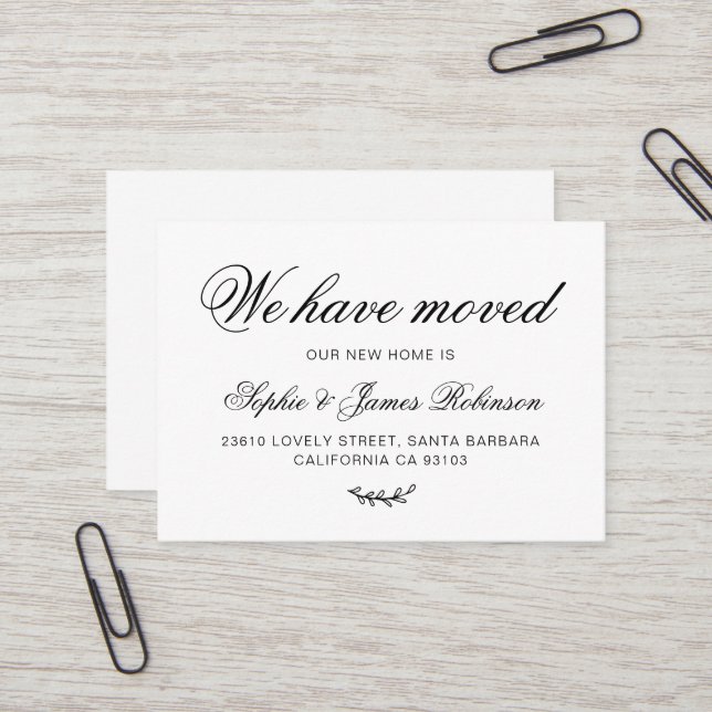 Wir haben die neue Zuhause Minimal Moving Insert C Visitenkarte (Vorderseite/Rückseite Beispiel)