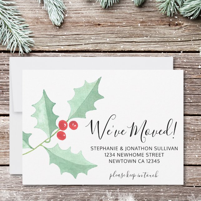 Wir haben die Watercolor Holly Announcement Card v (Von Creator hochgeladen)