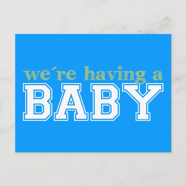 Wir haben ein Baby! Ankündigungspostkarte (Vorderseite)