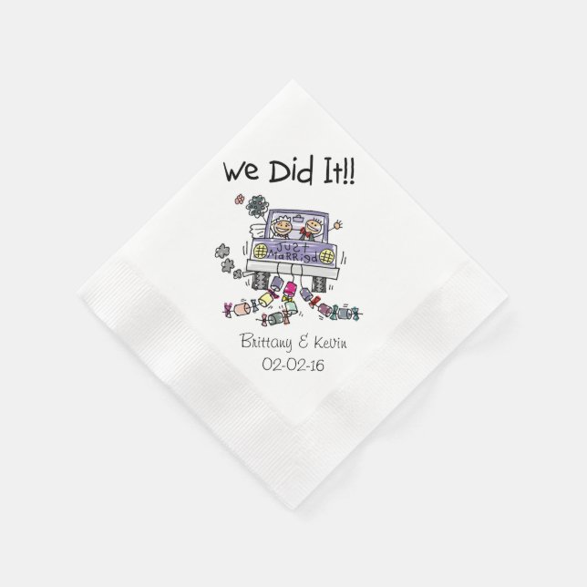 Wir haben ein Hochzeitsauto mit Papieren von Napki Serviette (Ecke)