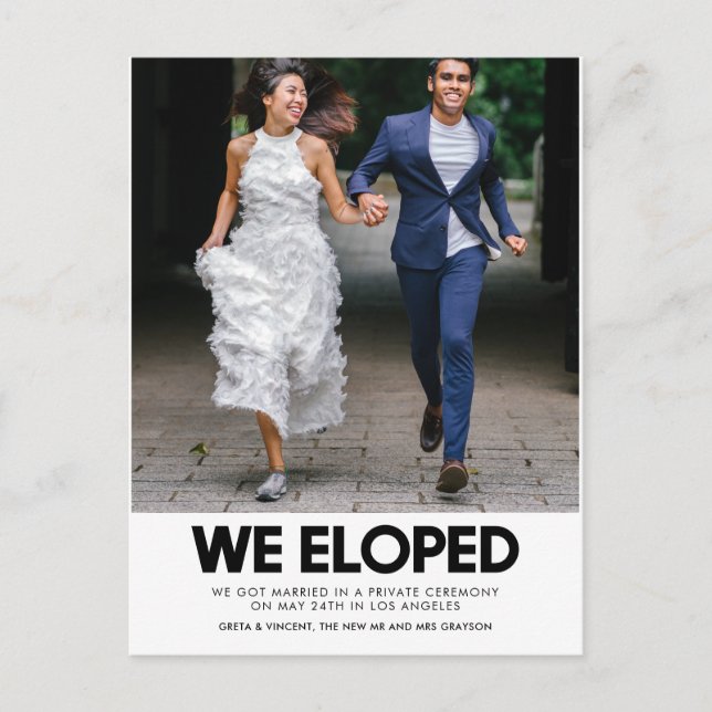 Wir haben ein modernes Hochzeitskündungs-Foto entw Postkarte (Vorderseite)