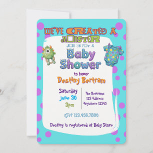 Wir haben ein Monster Blau Lila Baby Shower erstel Einladung