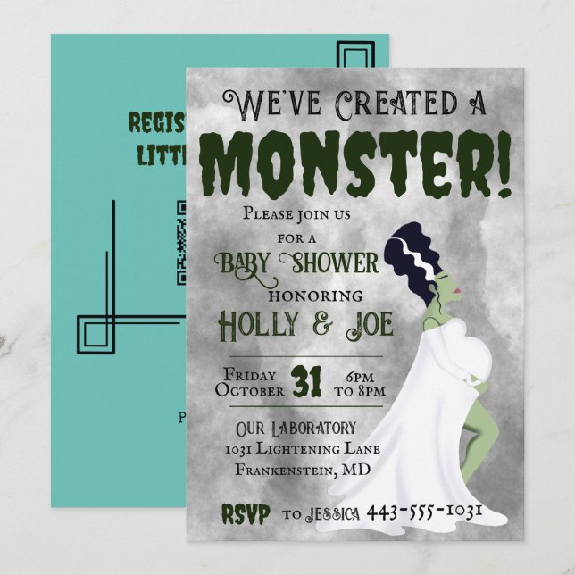 Wir haben ein Monster erschaffen! Einladung (Vorne/Hinten)